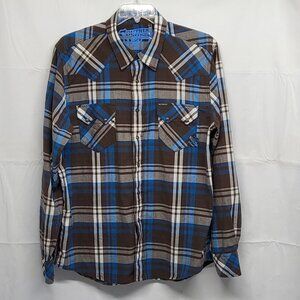 Southern Thread Shirt Pearl Snap Mens XL Button Up Long Sleeve Western Plaid